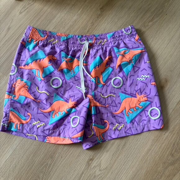 Chubbies Dinosaur Swim Trunks - Medium 5" inseam purple orange - Picture 1 of 8